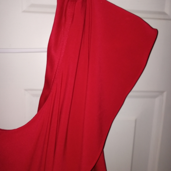Dressbarn Collection Red Polyester ♥️ One Shoulder Dress Size 12 - Picture 3 of 7